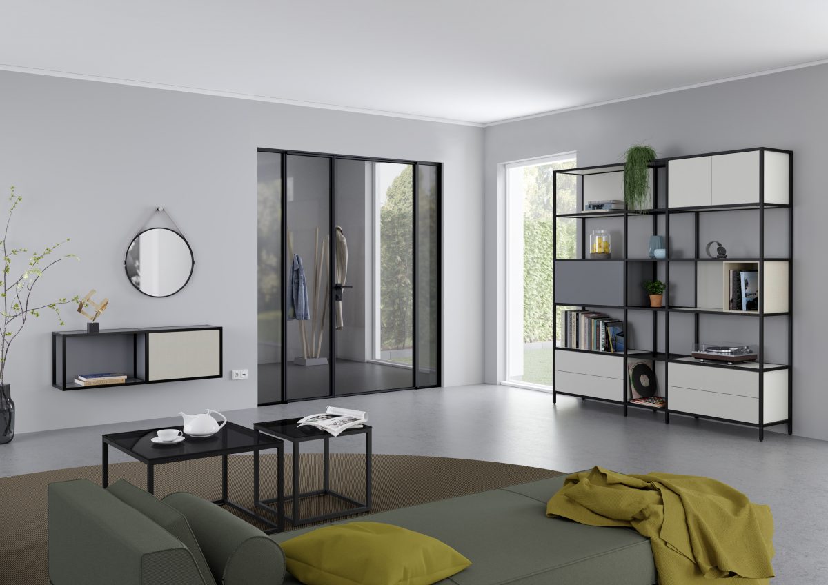 SLIM: Puerta con fijo practicable y fijos laterales