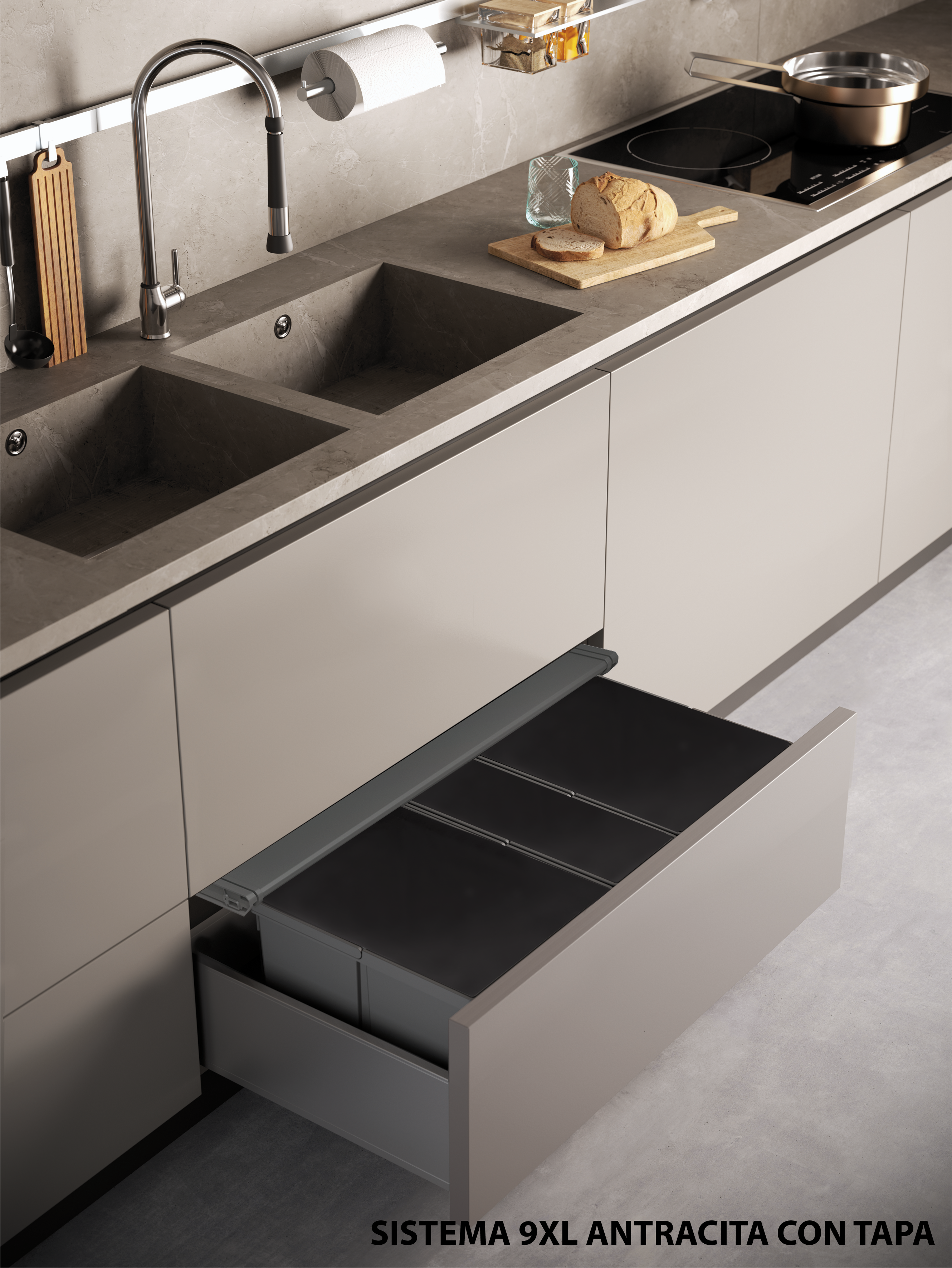 Sistema 9XL antracita con tapa Sistema 9XL Antracita con tapa